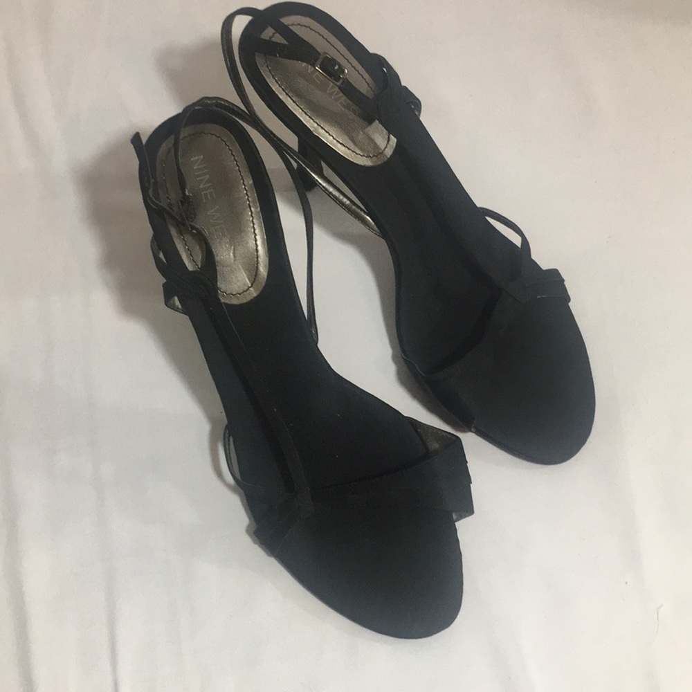 Black strappy open toe Nine West heels